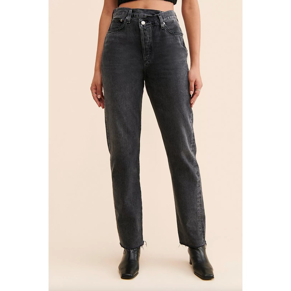 Agolde Women’s High Rise Straight Jeans in Washed Black